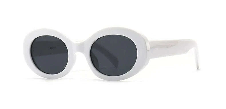 KIMLUD, Elegant Oval Sunglasses For Women Vintage Ins Popular Small Round Black Sunglasses Luxury Brand Designer Shades UV400 Oculo, KIMLUD Womens Clothes