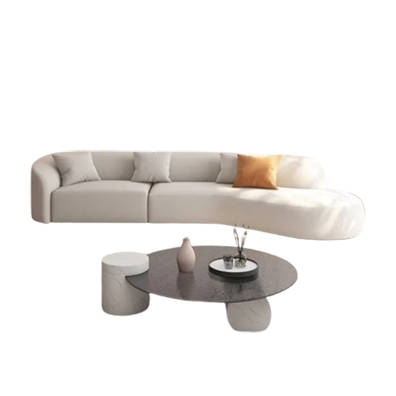 Fabric-Blend Upholstered Lounge Sofa Reclining — Ivory White | KIMLUD