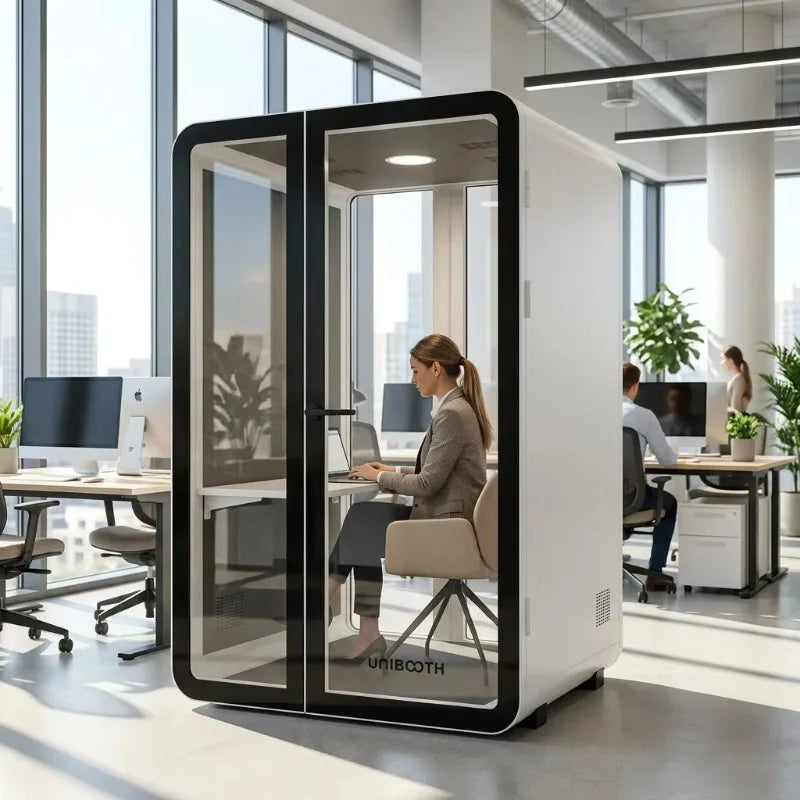 Soundproof Booth – Dual-Purpose Work And Rest – Tempered Glass | KIMLUD