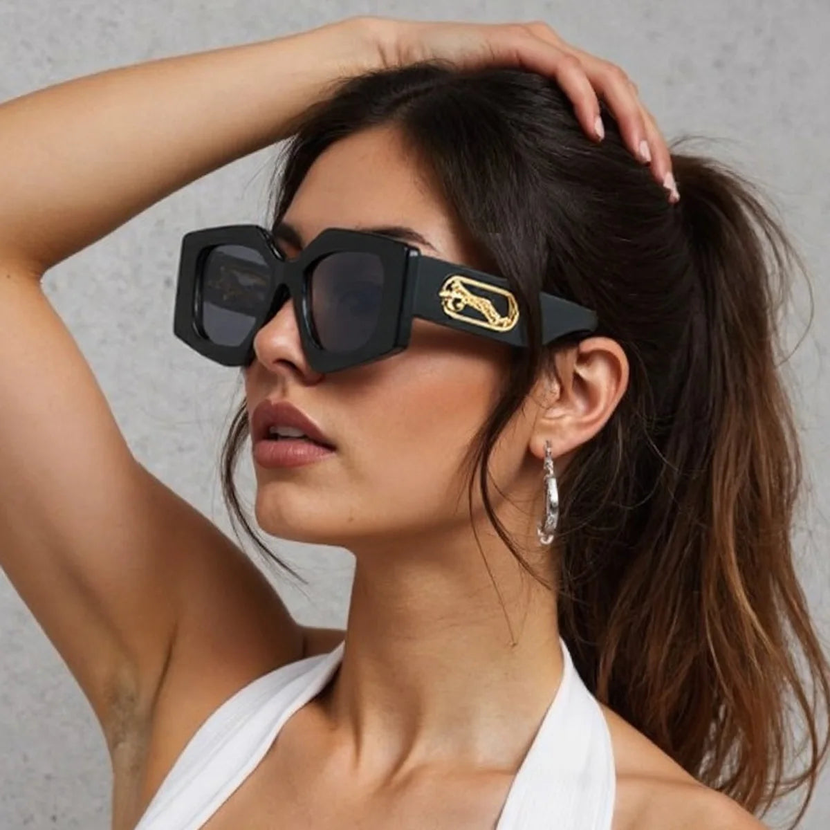 Acetate Retro Oval Sunglasses UV400 — Black | KIMLUD