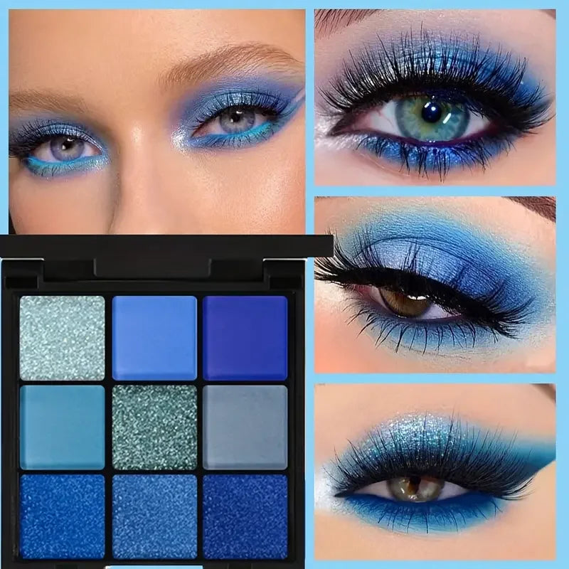 Waterproof Eyeshadow Palette 9-Color — Blue | KIMLUD