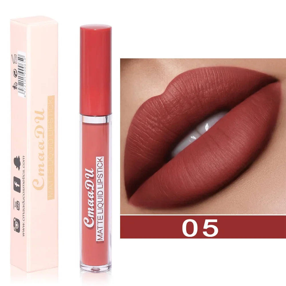 Nude Velvet Matte Lipstick Long Lasting Waterproof Rendering Non-stick Cup Makeup Lip Glaze Lips Liner Pencil Woman Cosmetics