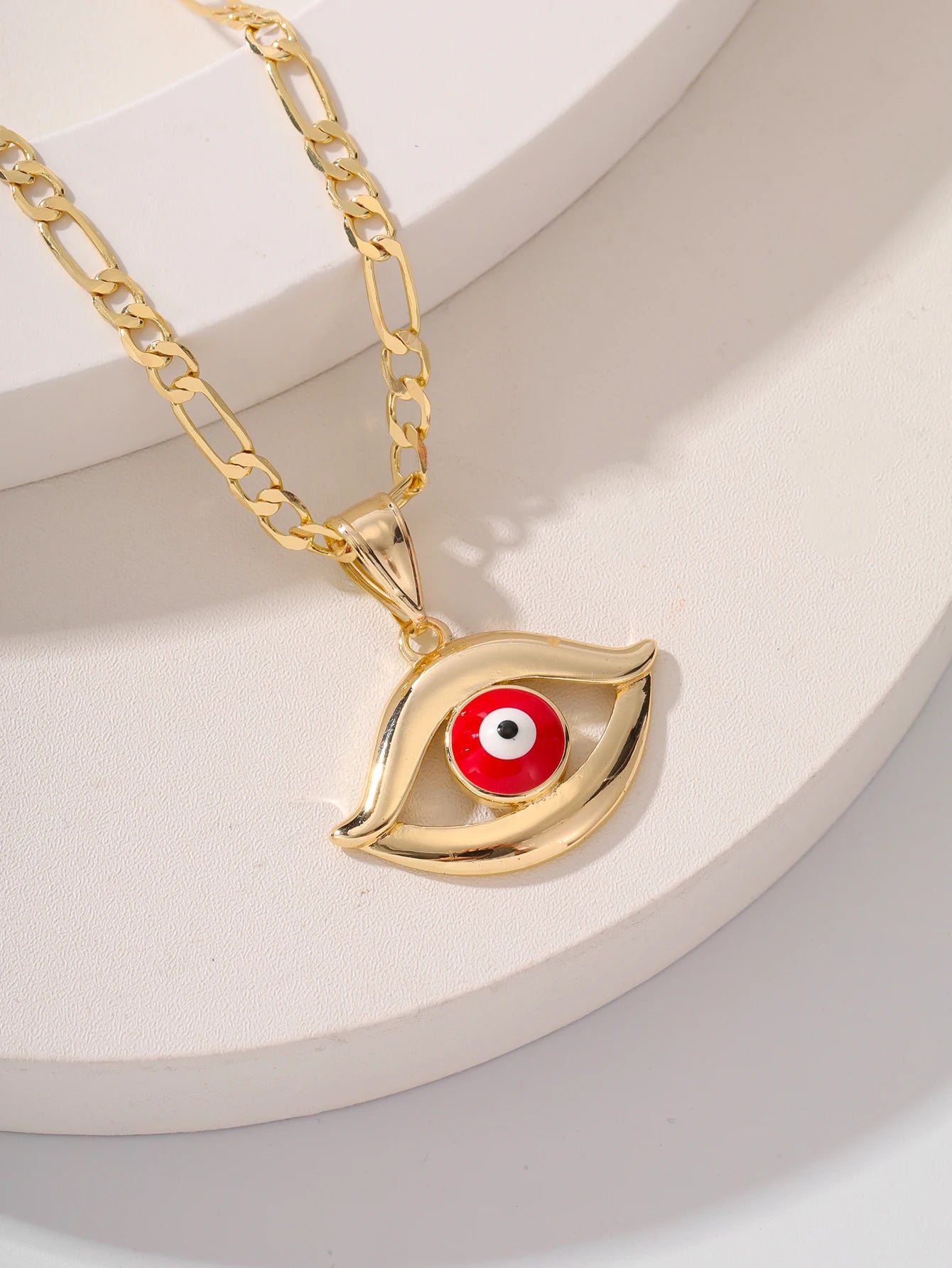 FanSibao hollowed out gold eye pendant necklace, women's luxury jewelry, Christmas party gift