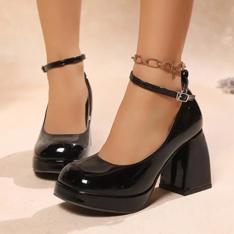 Mary Jane Shoes – Platform High Heels – Patent Leather | KIMLUD