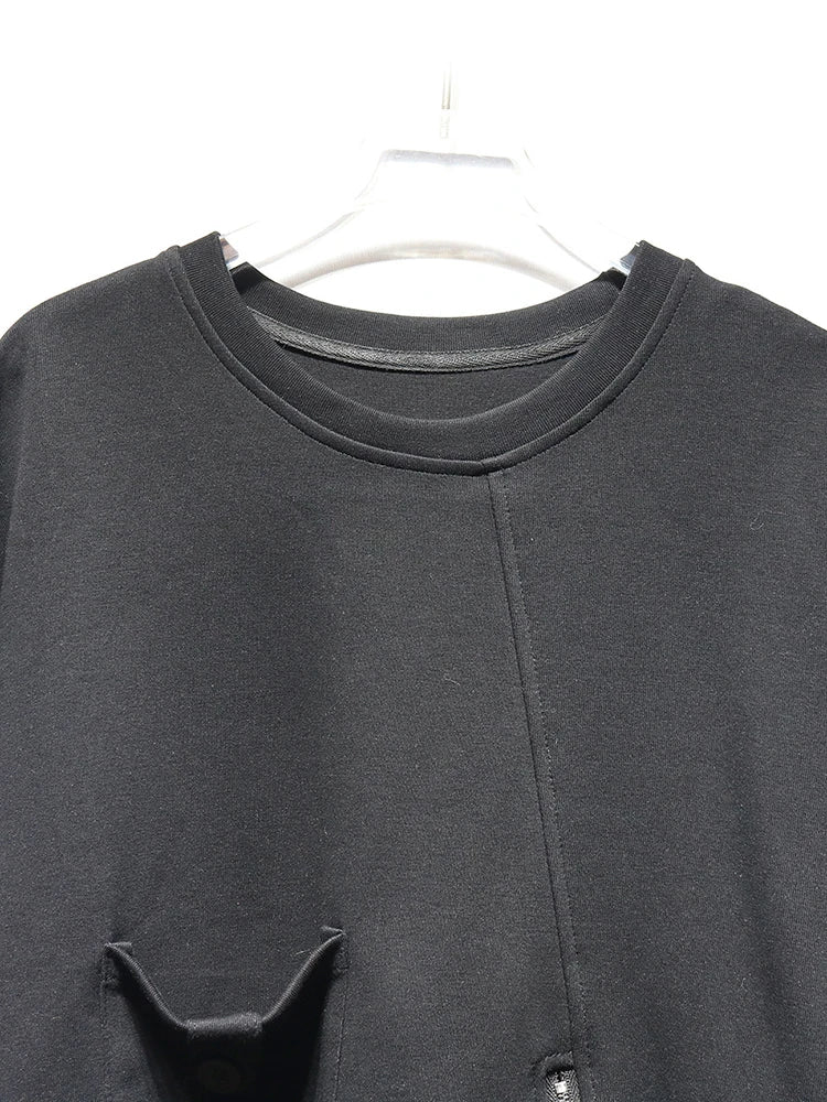 Sweatshirt - Pocket Zipper - Jersey - Black | KIMLUD