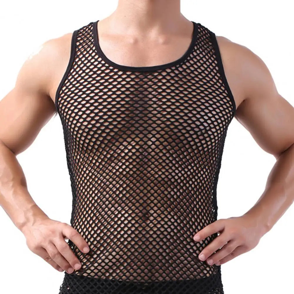 Men's See-Through Vest Undershirt – Polyester Oxford Fabric | KIMLUD