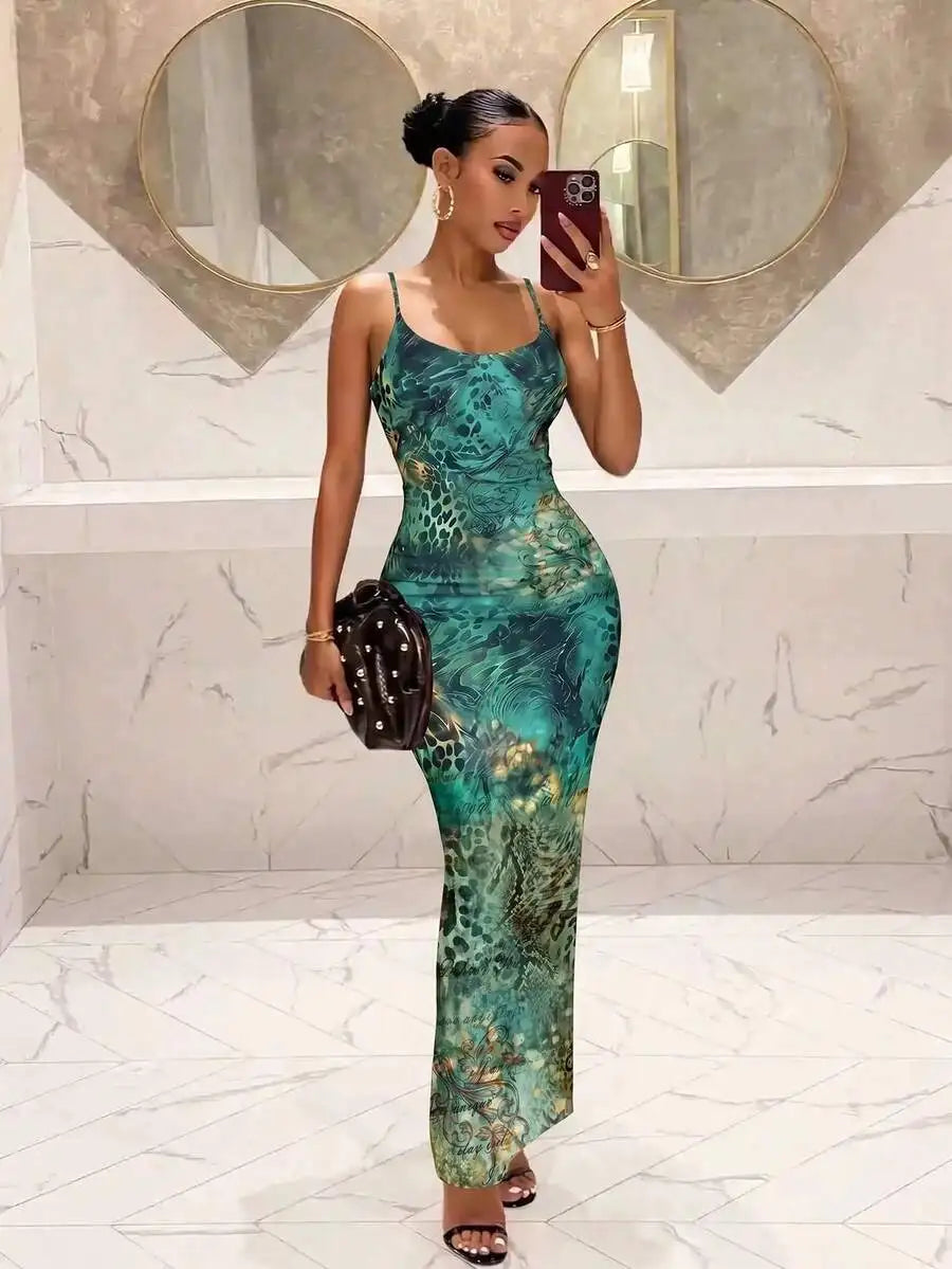 Dress - Floral Print Waist Cinched Ankle Length - Polyester | KIMLUD