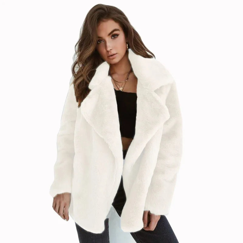 Fashionable autumn and winter WISH jacket sexy plush lapel slim jacket