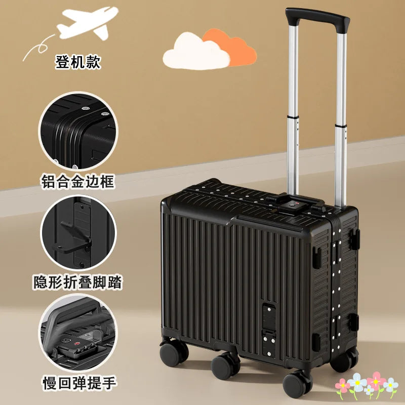 20 inch Mini Travel Suitcase Aluminum Frame Box Luggage Organizer Chirldren Ride Case Small Password Box Boarding Case