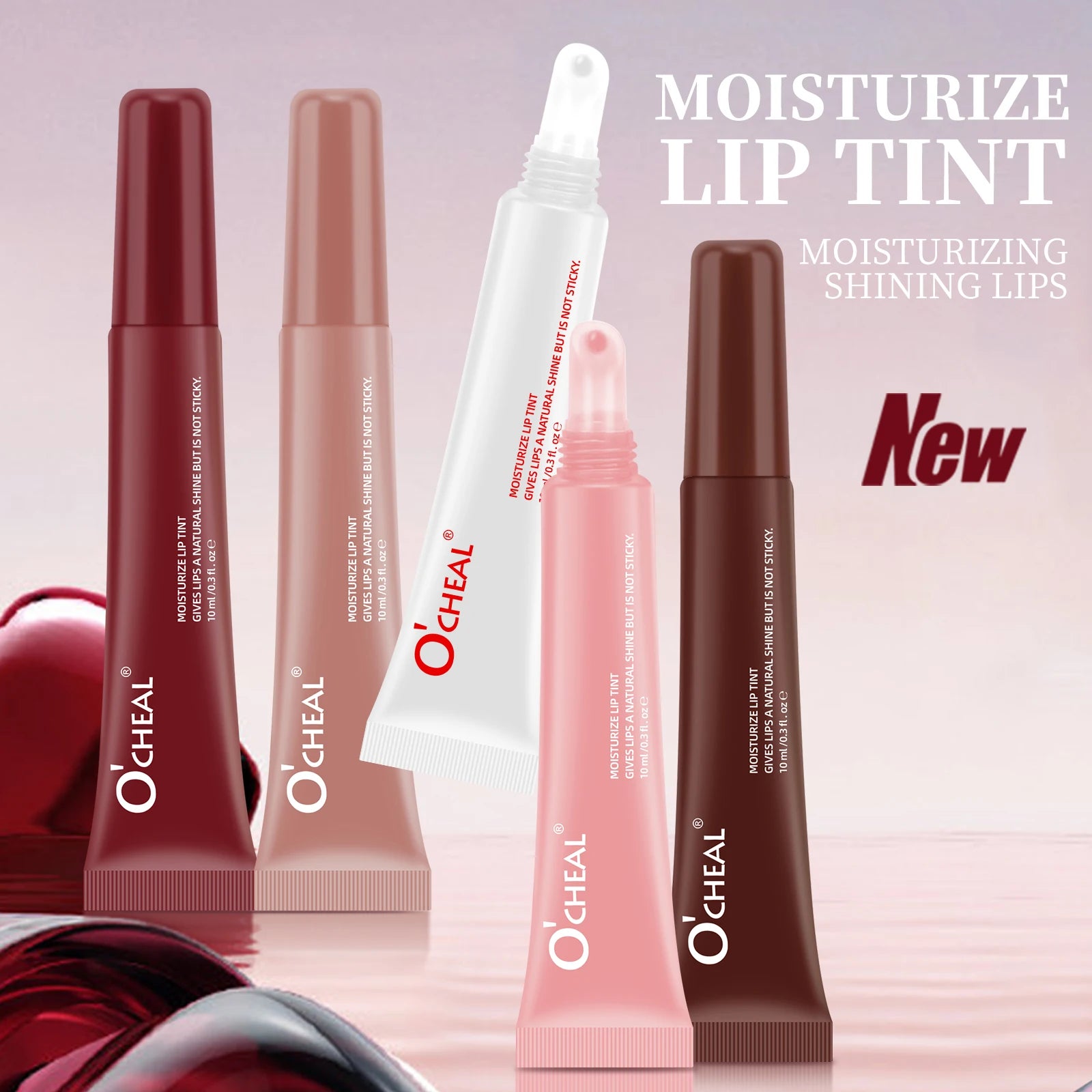 OCheal 5 colors Moisturizing Lip Mask Glaze Colored Lipstick Glass Colored Lip Gel Lip Balm Lipstick Lip Color Mouth Beauty