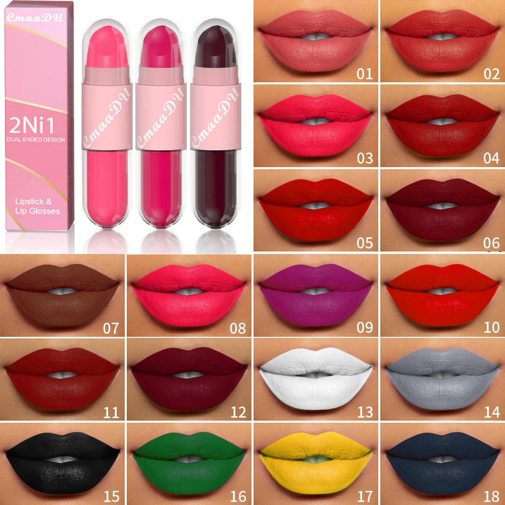 Liquid Lipstick – Matte Velvet – Double Head – Red Brown | KIMLUD