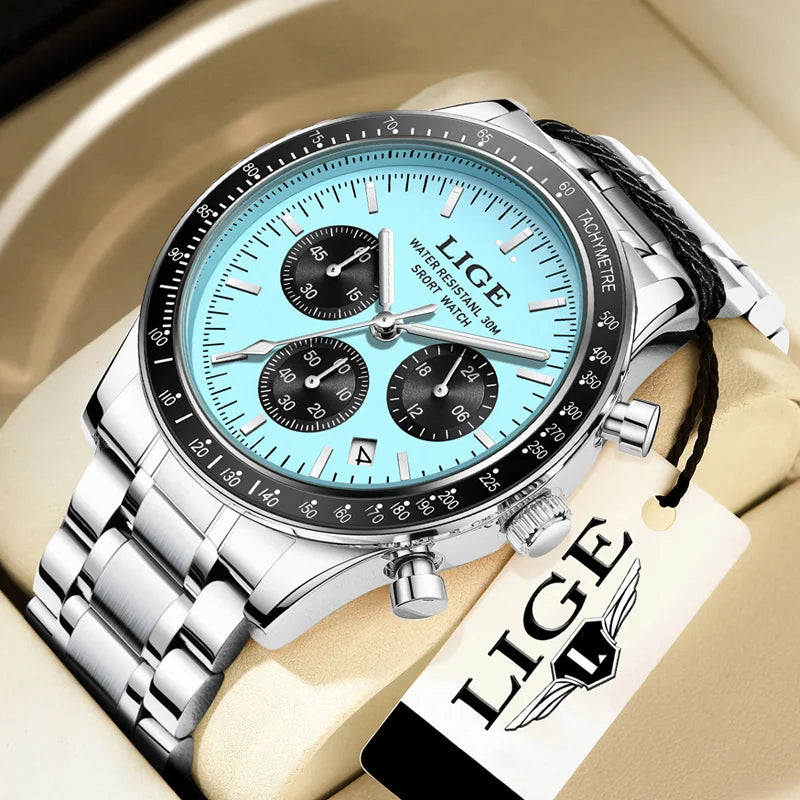 2025 LIGE Top Brand Luxury New Men Watch Quartz Man Watches Waterproof Luminous Watch for Men Date Chronograph Sport Wristwatch
