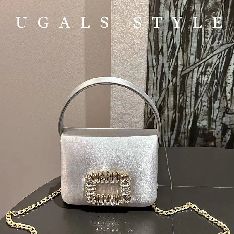 Crystal-Embellished Satin Evening Bag Tassel — Crystal | KIMLUD