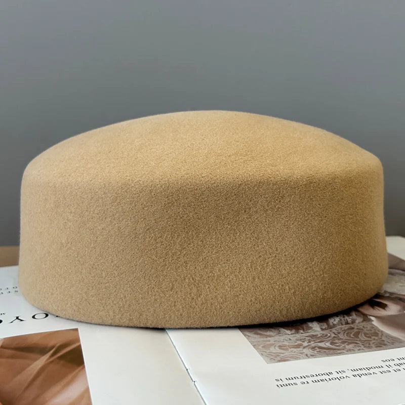 Vintage Wool Felt Solid Fedora Hats — Black | KIMLUD