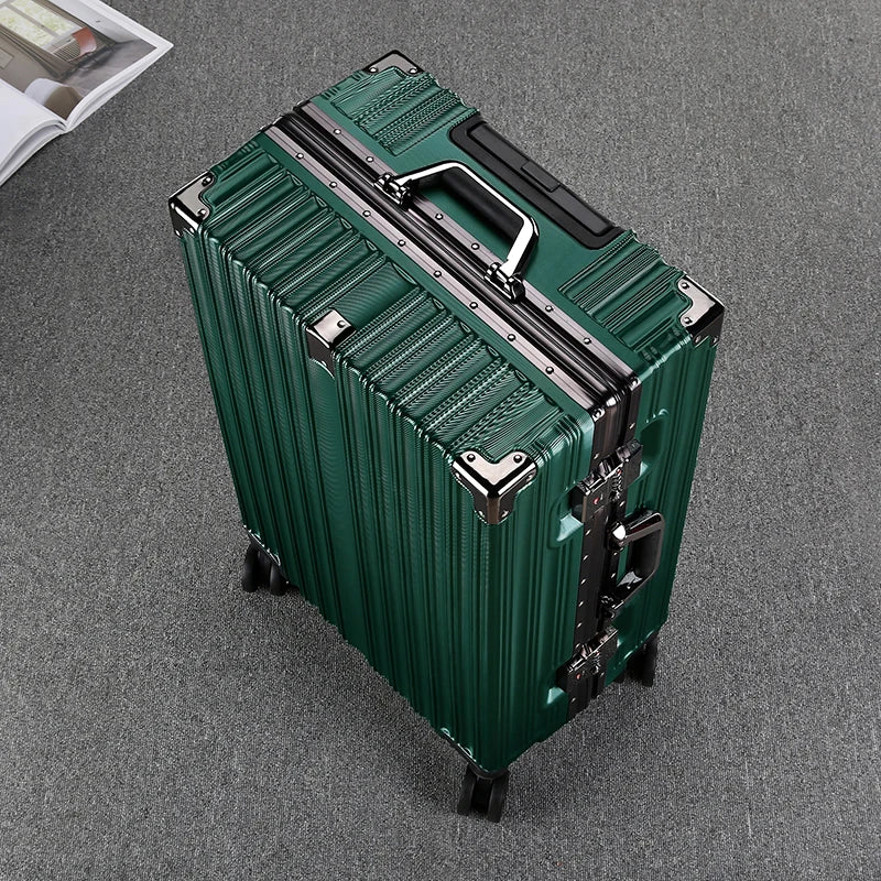 Aluminum Frame Suitcase 20 inch Boarding Cabin Rolling Luggage Trolley Case Password Suitcases on Wheels Men and Women Students