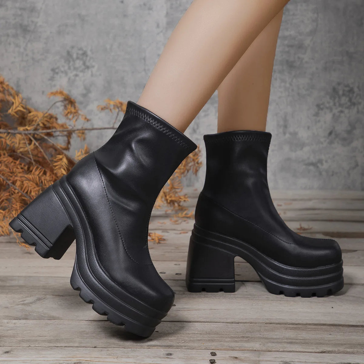 Mid-Calf Boots – Square Toe – Leather | KIMLUD