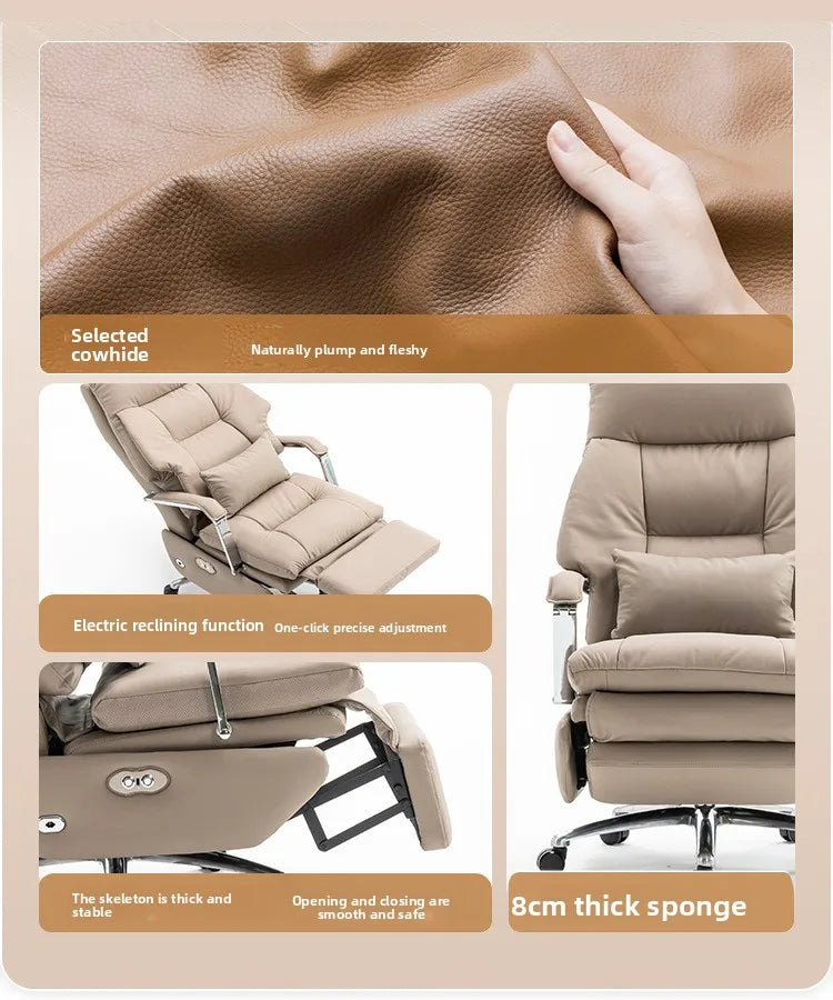 Executive Office Chair - Electric Reclining - Leather | KIMLUD