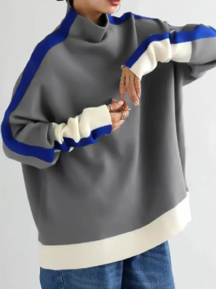 Hoodless Sweatshirt – High Neck – Cotton-Polyester – Pullover | KIMLUD