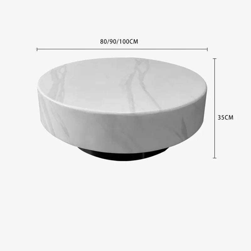 Marble Coffee Table Round Marble Design — White | KIMLUD