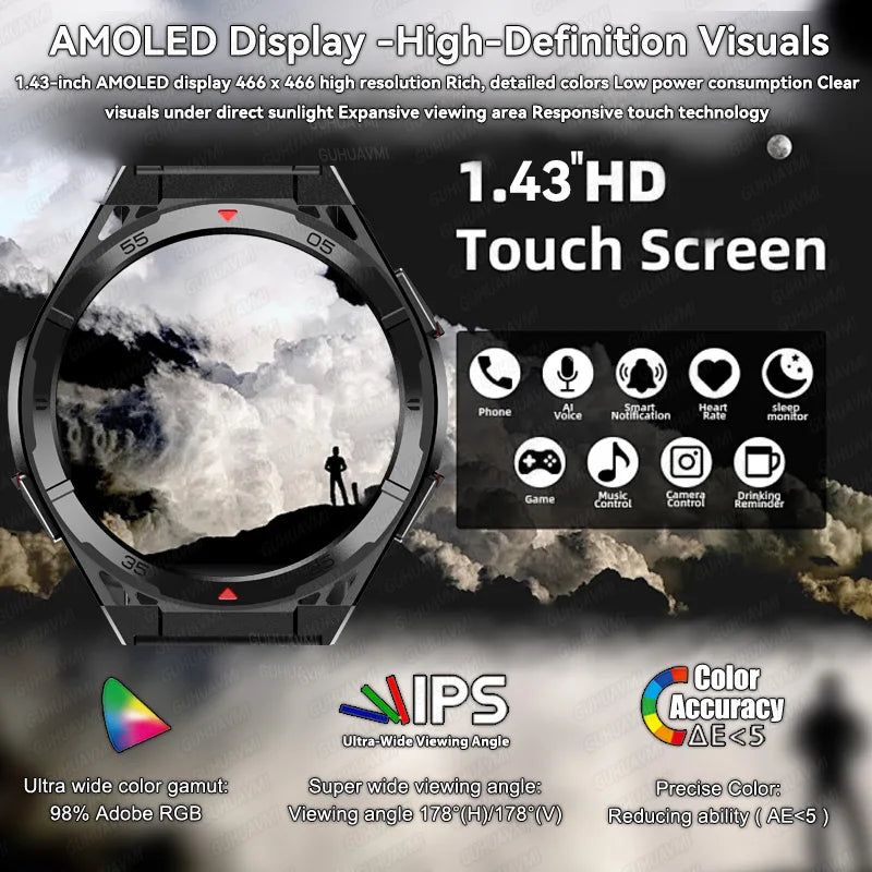 2025 New for HUAWEI Original Premium GPS SmartWatch Ultra HD AMOLED Display Built-in GPS BT Call 10ATM Waterproof Smart Bracelet
