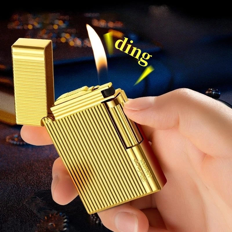 KIMLUD, Hot Side Slide Grinding Wheel Open Flame Butane Gas Lighters Classic Vintage Portable Metal Lighters Luxury Men's High-End Gifts, KIMLUD Womens Clothes