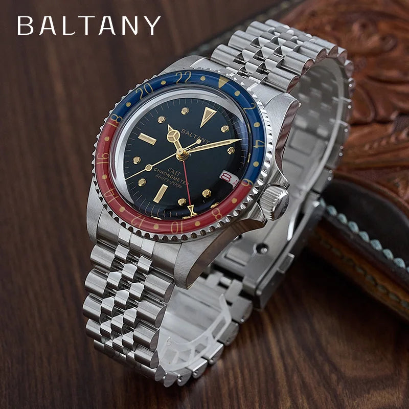 Baltany 39MM 1957s GMT Master Homage Watch Man S6074 NH34 Automatic Dome Sapphire 20ATM Stainless Steel Bracelet Sports watches