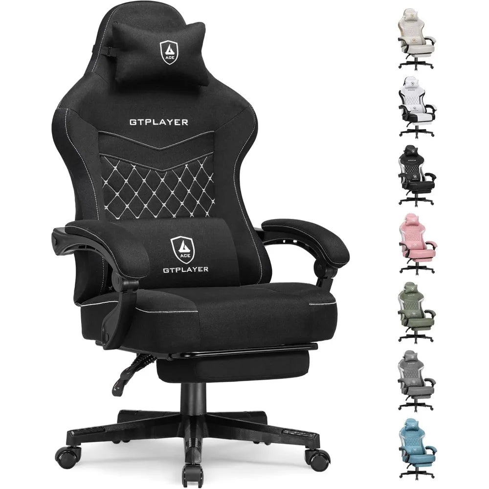 GTPLAYER Gaming Chair, Fabric Computer Office Chair with Pocket Spring Cushion, Ergonomic Office and Gaming, Video Gaming Chair