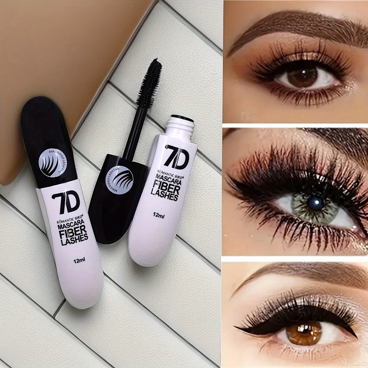7D Fiber Mascara Set Waterproof Curling — Black | KIMLUD