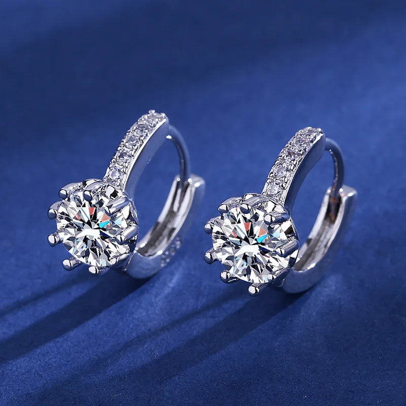 Silver-Toned Copper Oval Zircon Halo Stud Earrings — Sapphire Blue | KIMLUD