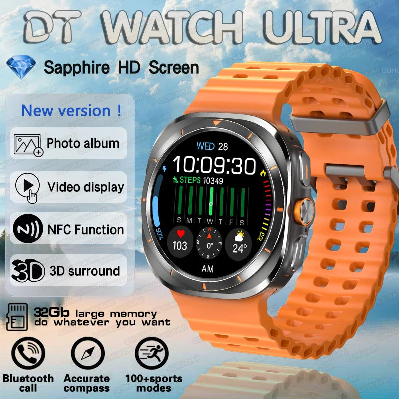 2025 New DT Watch 7 Ultra Smart Watch Men 32GB Memory Video GPS NFC 47mm AMOLED Fitness Sports Tracker Health Smartwatches Women