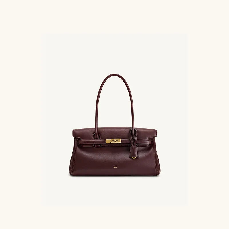 Baguette Bag Briefcase Niche Design — Burgundy | KIMLUD