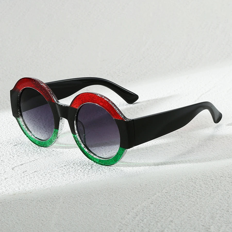 Polycarbonate Oversized Round Sunglasses — Black | KIMLUD