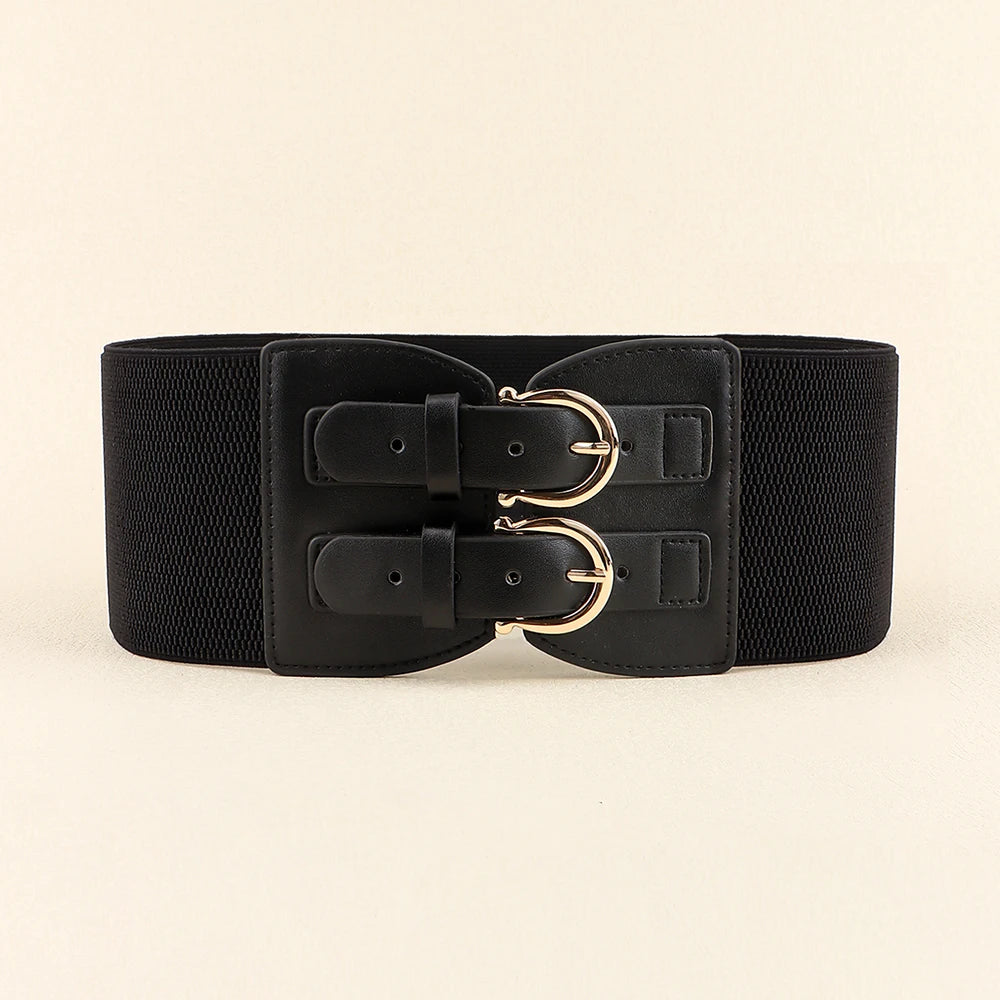 High sense retro pin buckle waist seal elastic elastic wide belt ladies fashion accessories