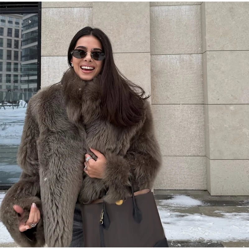 Winter Warm Thick Women Faux Fur Coats Luxury Oversized Long Coats Fleece Overcoat 2025 New Female Elegant Street Outerwear