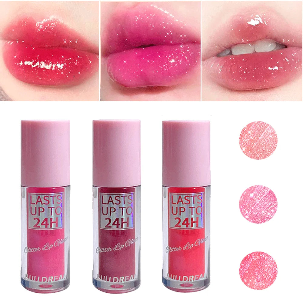 Glitter Lip Glaze Long Lasting — Pink Shimmer | KIMLUD