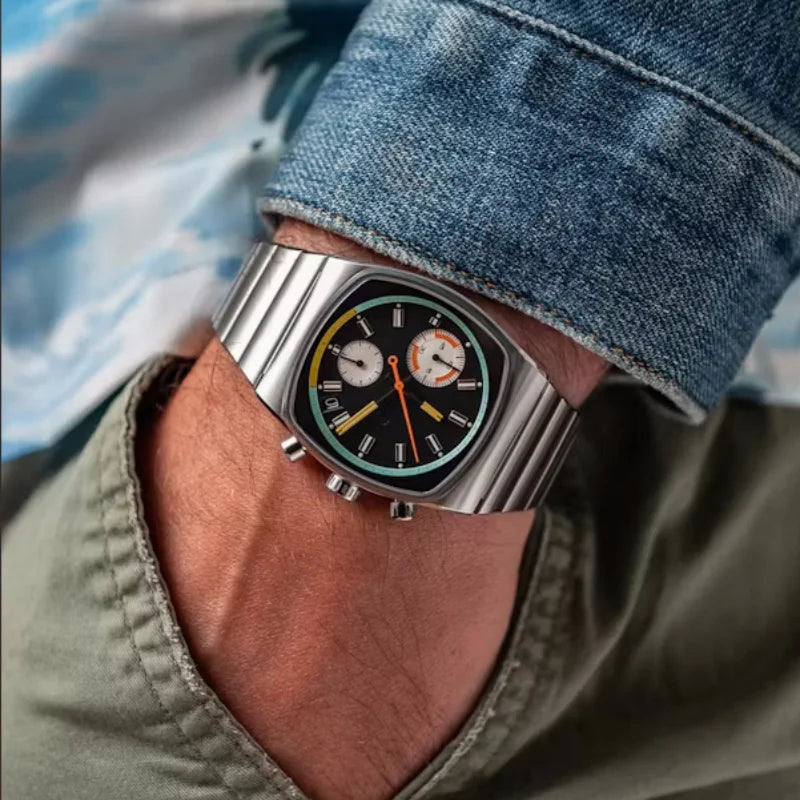 Stainless Steel Square Sports Watch Quartz Movement — Black | KIMLUD