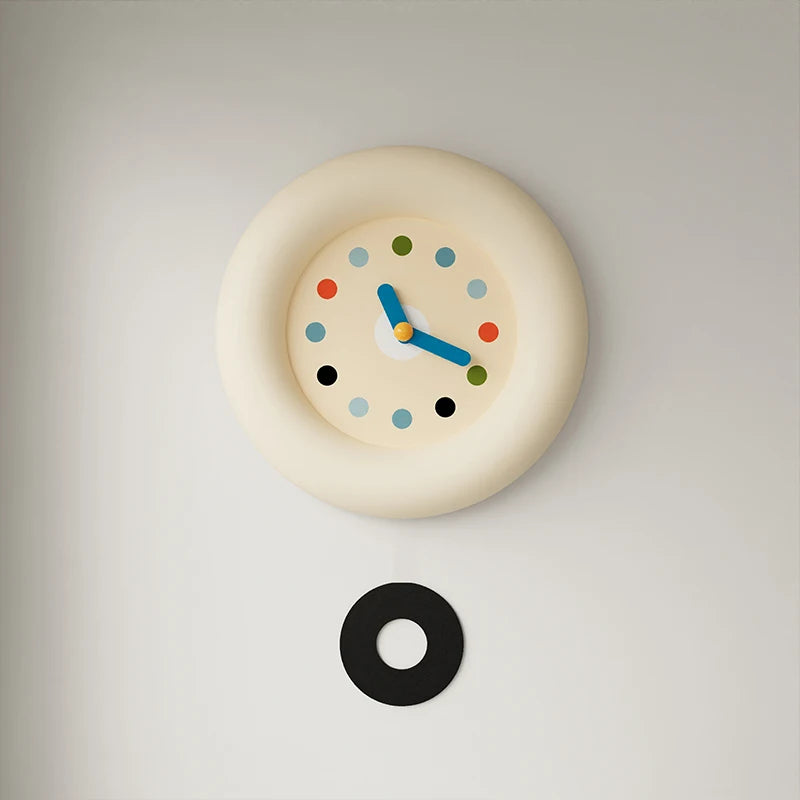 Antique European Wall Clock Cartoon Art, Sculptural Light Luxury Decor — Ivory | KIMLUD