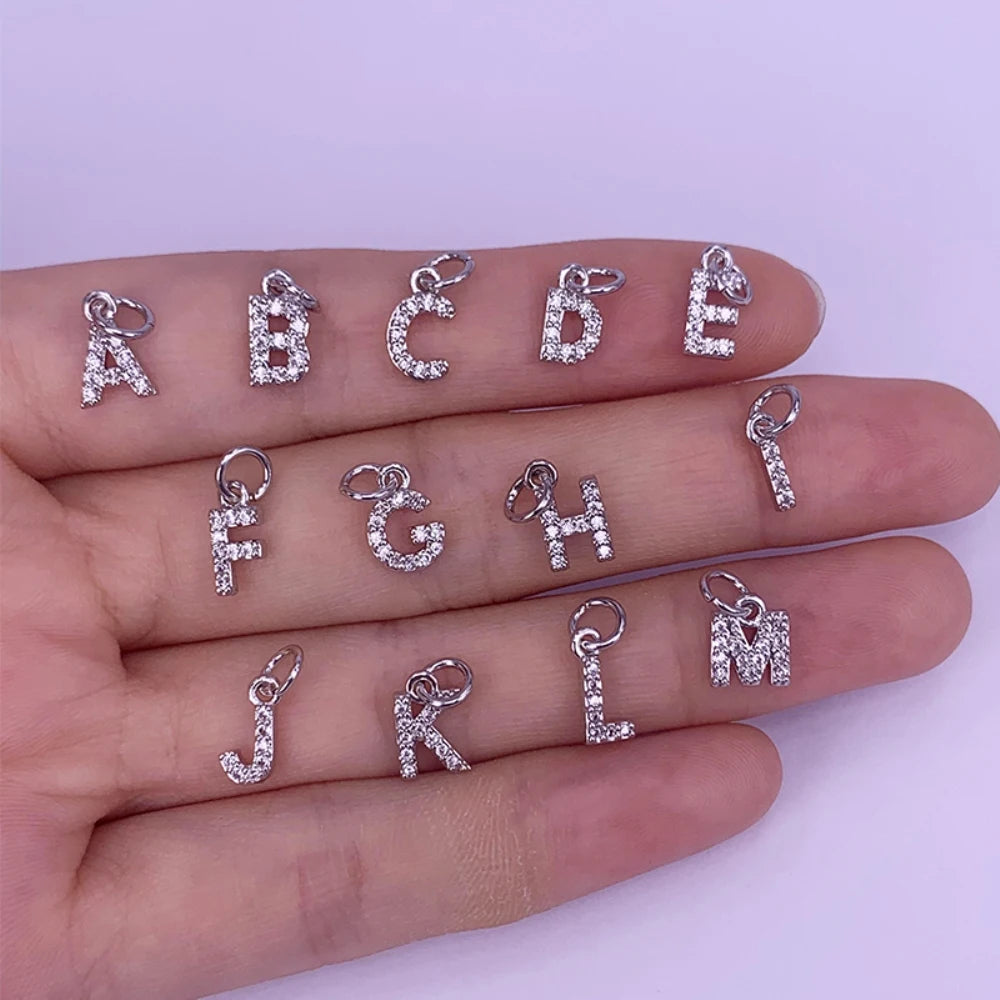 Gold Plated Initials Pendant Alphabet CZ Zircon — Gold | KIMLUD