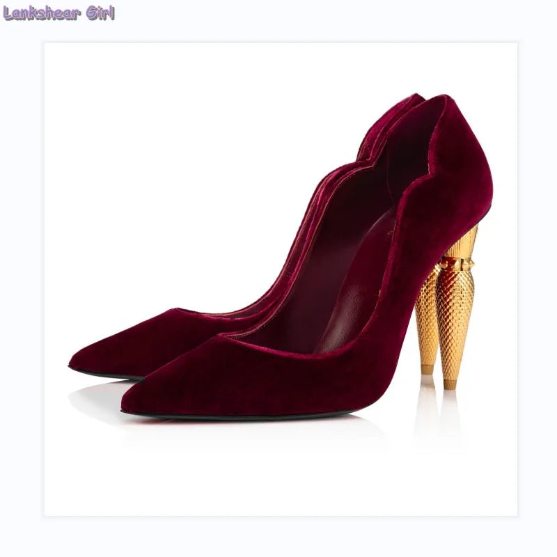 Suede Lipbooty High Heels Pointed Toe — Purple | KIMLUD