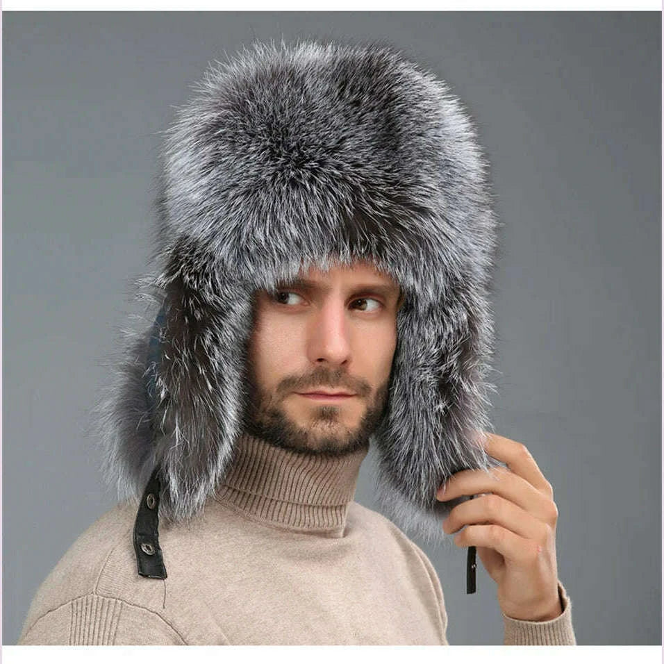 new-winter-mens-100-real-silver-fox-fur-bomber-hat-raccoon-fur-ushanka-cap-trapper-russian-man-ski-hats-caps-real-leather-hatkimlud-womens-fashion-34622502