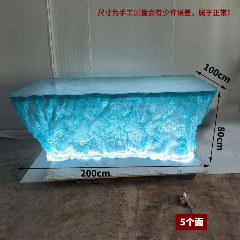KIMLUD, Premium Light Luxury Transparent Resin Hotel Front Desk Restaurant Villa Kitchen Partition Luminous Crystal Glacier Island Table, KIMLUD Womens Clothes