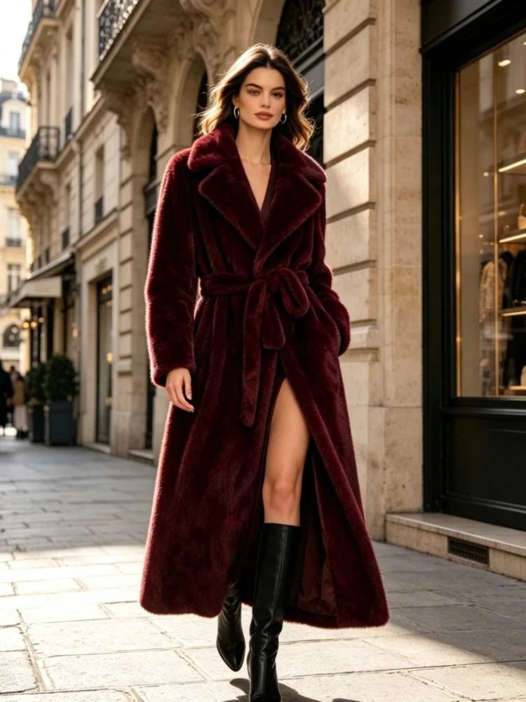 Fur Coat - X-Long Silhouette - Faux Mink Fur | KIMLUD