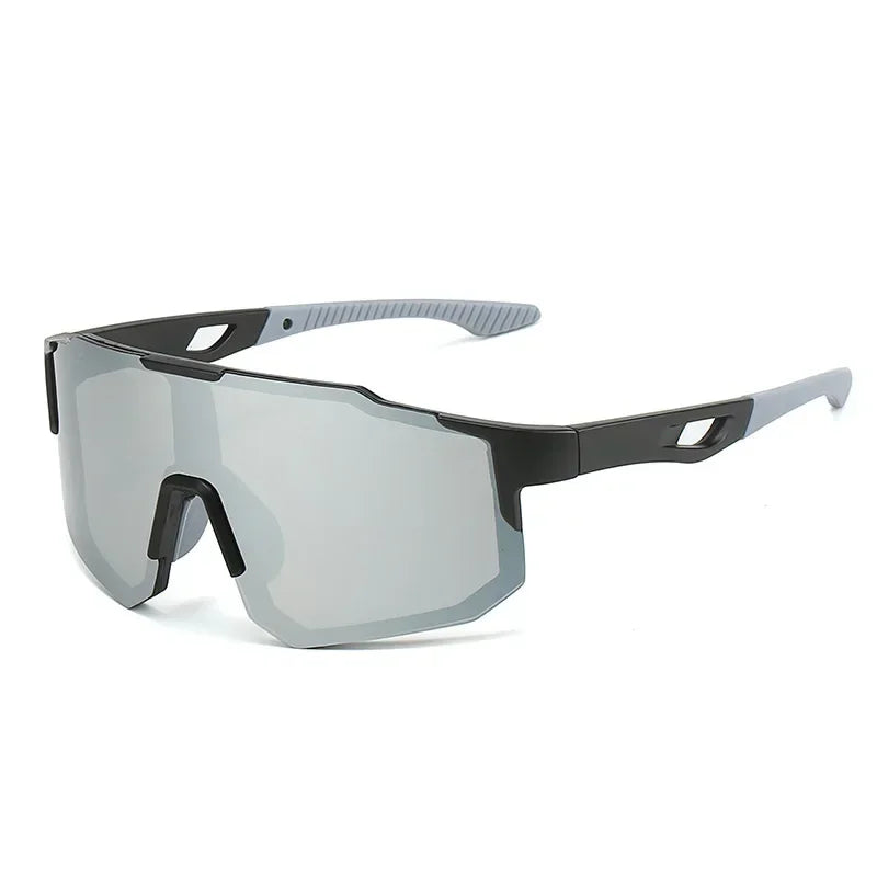 Wraparound Polycarbonate Cycling Sunglasses Big-Frame Silhouette — Black | KIMLUD