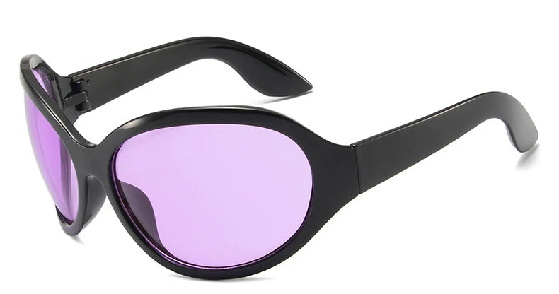 Oversized Y2K Sunglasses Wrap Around — Silver | KIMLUD