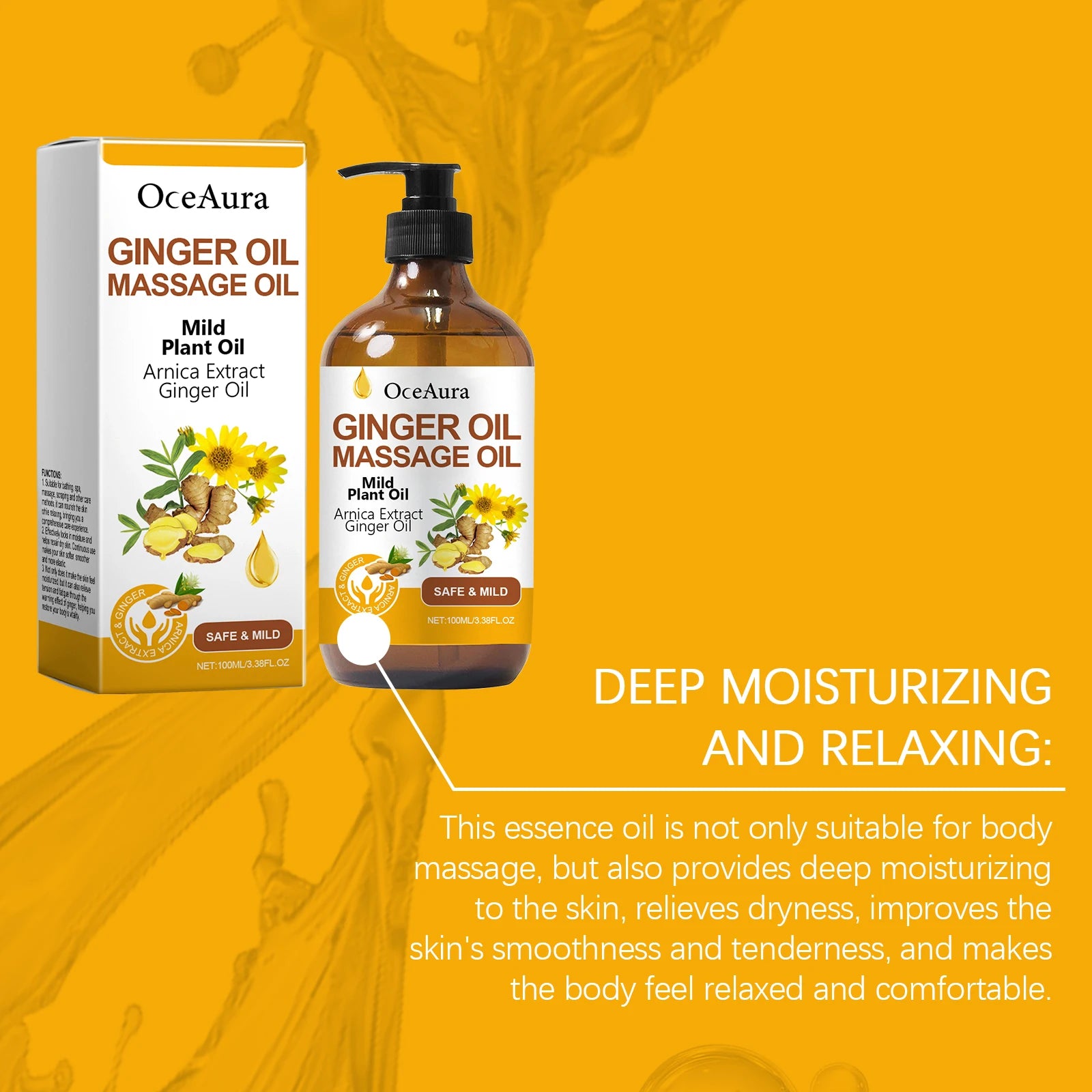 Body Relaxing Essential Oil Ginger Massage Oil Improve Rough Dry Skin Relieve Muscle Fatigue Body Nourishing Soft Care