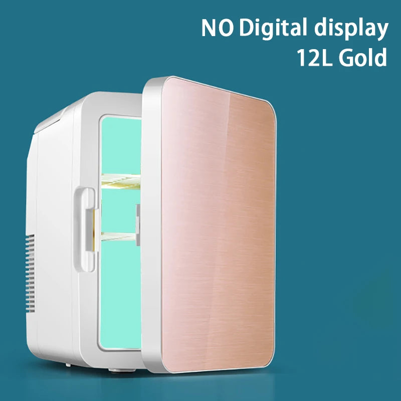 Rose-Gold Portable Mini Refrigerator 12L For Cosmetics — Rose Gold | KIMLUD