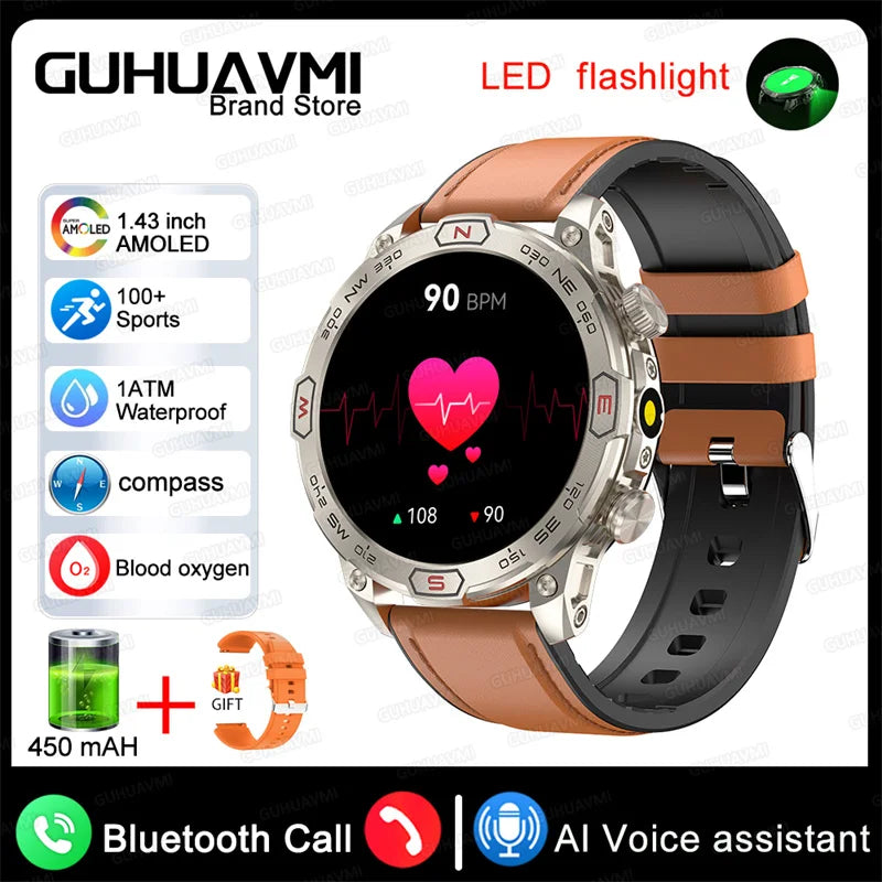 2025 New Outdoor Military GPS Smart Watch Men 466*466 HD AMOLED Full Touch Screen Bluetooth Call IP68 Waterproof Smartwatches