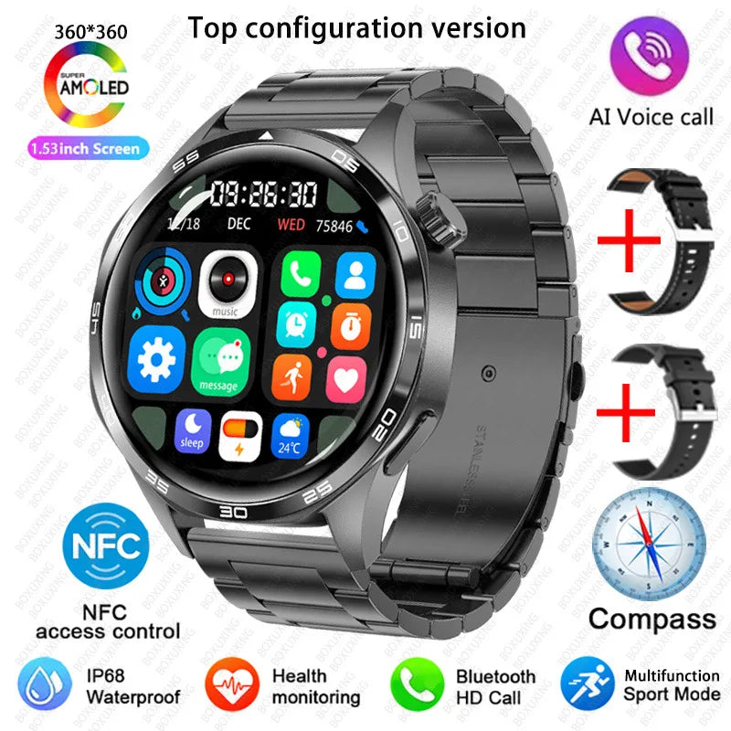 For Huawei GT5 PRO Smart Watch Men Watch 5 Pro AMOLED HD Screen Bluetooth Call GPS Trajectory NFC Heart Rate Compass SmartWatch