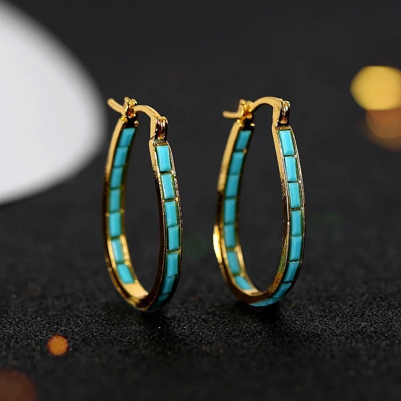 Simple Gold Color  U Shaped Metal Hoop Earrings for Women Bohemian Earings Jewelry Accessories Gift free shipping