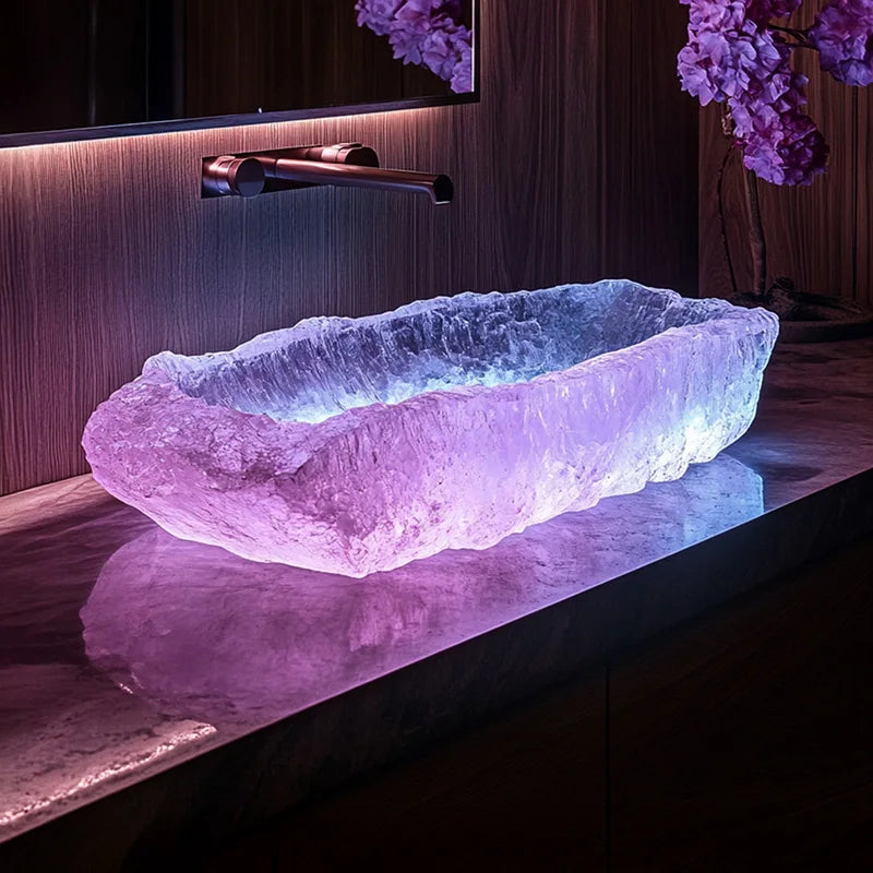 Resin dream crystal stone wash basin custom sales office model room bathroom single basin art table basin